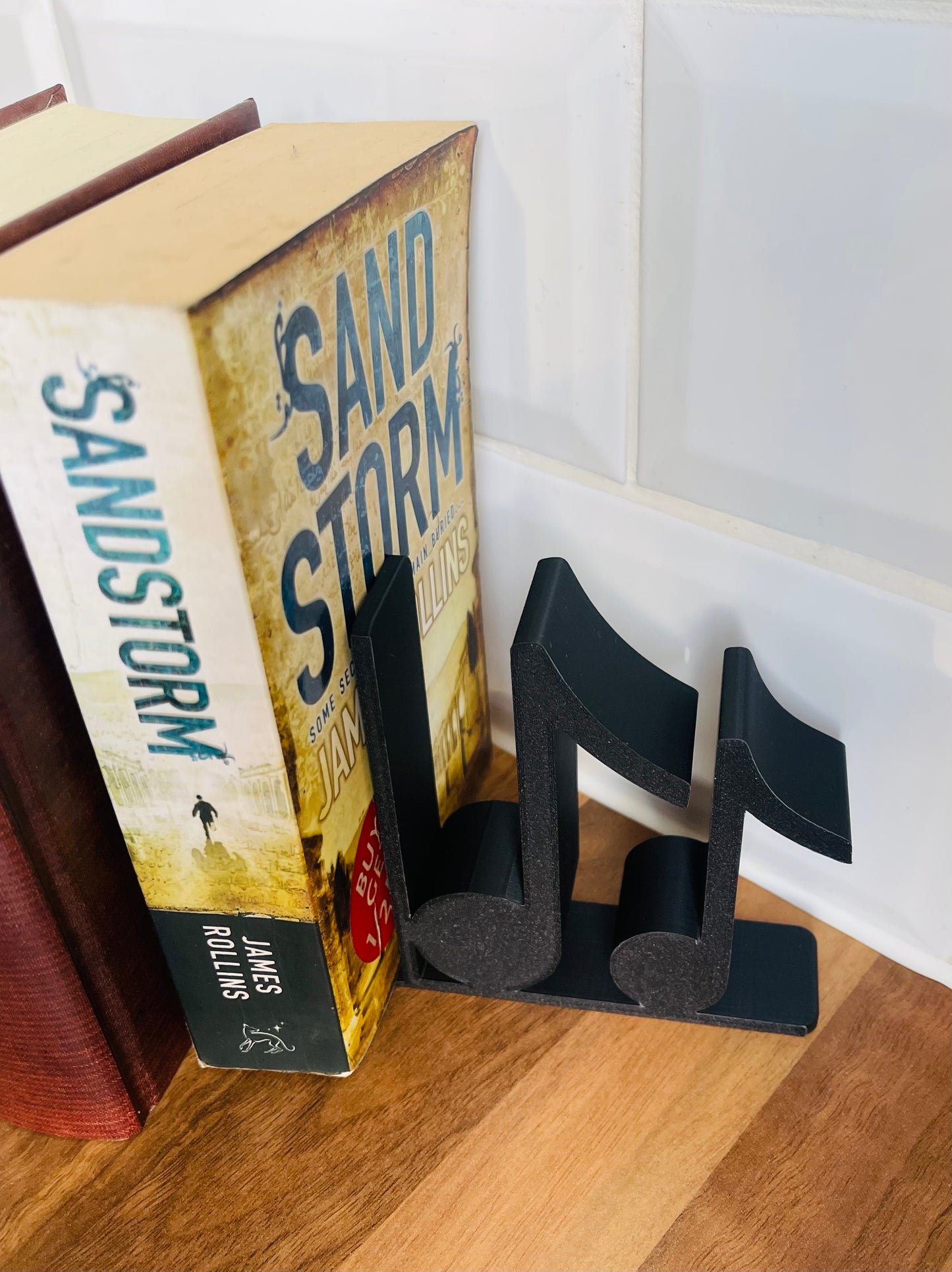 Thick Musical Notes Bookends With Slide Under Book Tab, 3D Printed Piano Notes Bookstand For His/Hers Music Room, Musical Books Shelf Gift