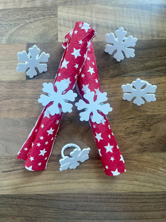 Snowflake Napkin Rings | Christmas Table Decor | Festive Napkin Holders in Multiple Colours | Sets of 4, 6, 8, 12
