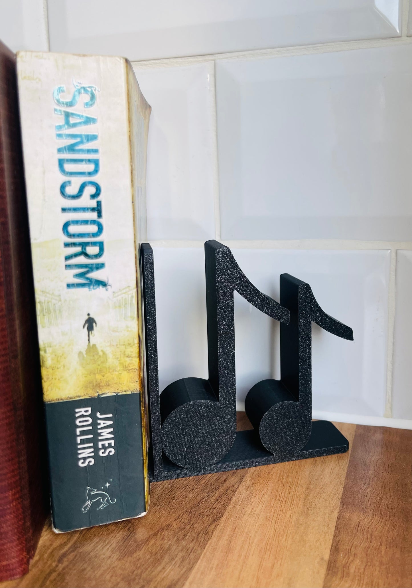 Thick Musical Notes Bookends With Slide Under Book Tab, 3D Printed Piano Notes Bookstand For His/Hers Music Room, Musical Books Shelf Gift
