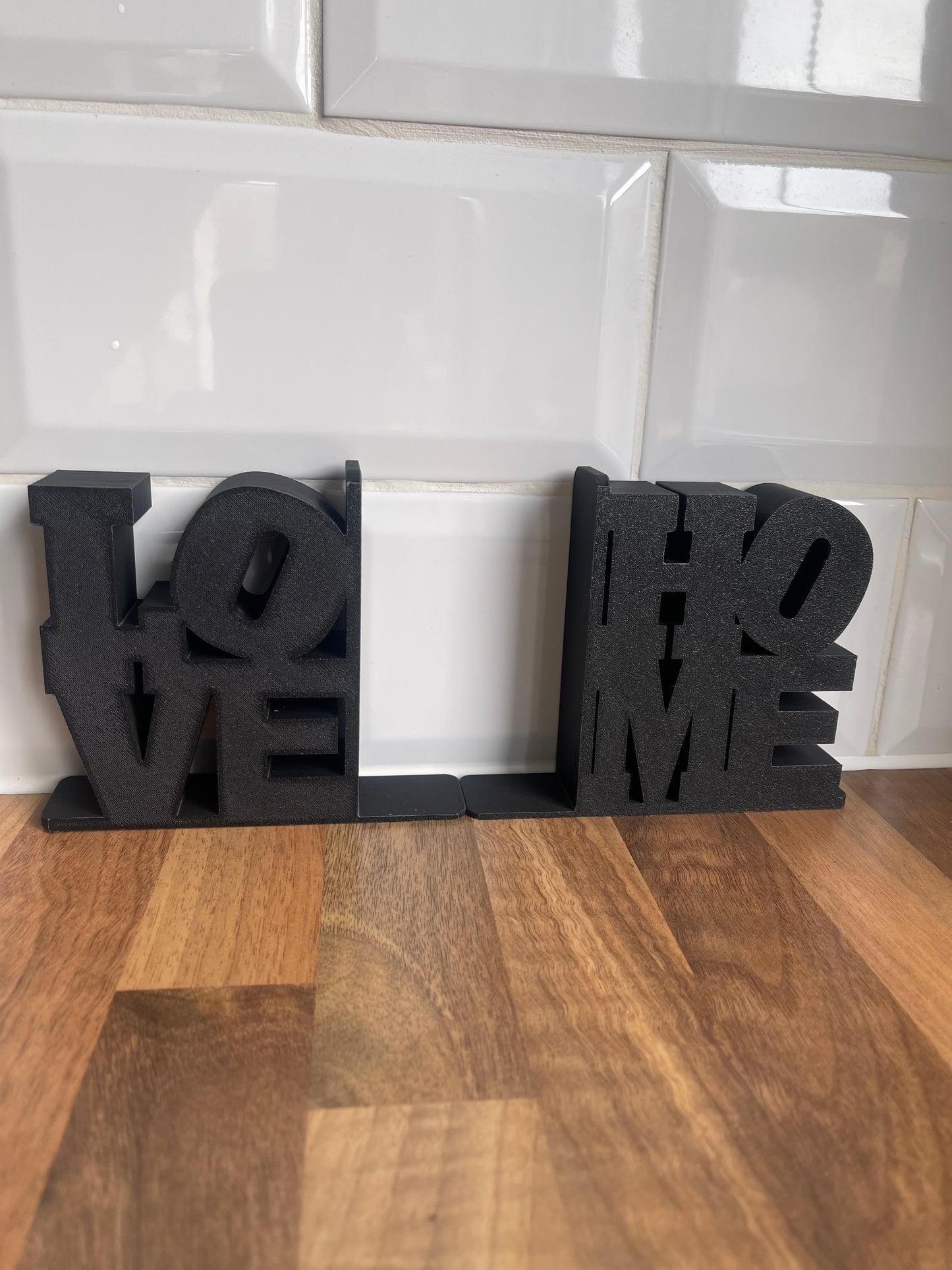 Thick Love Home Bookends With Slide Under Book Tab, Decorative 3Dprinted Bookstands sign, Neat Sturdy Book Support For Bookshelf, Home Gift