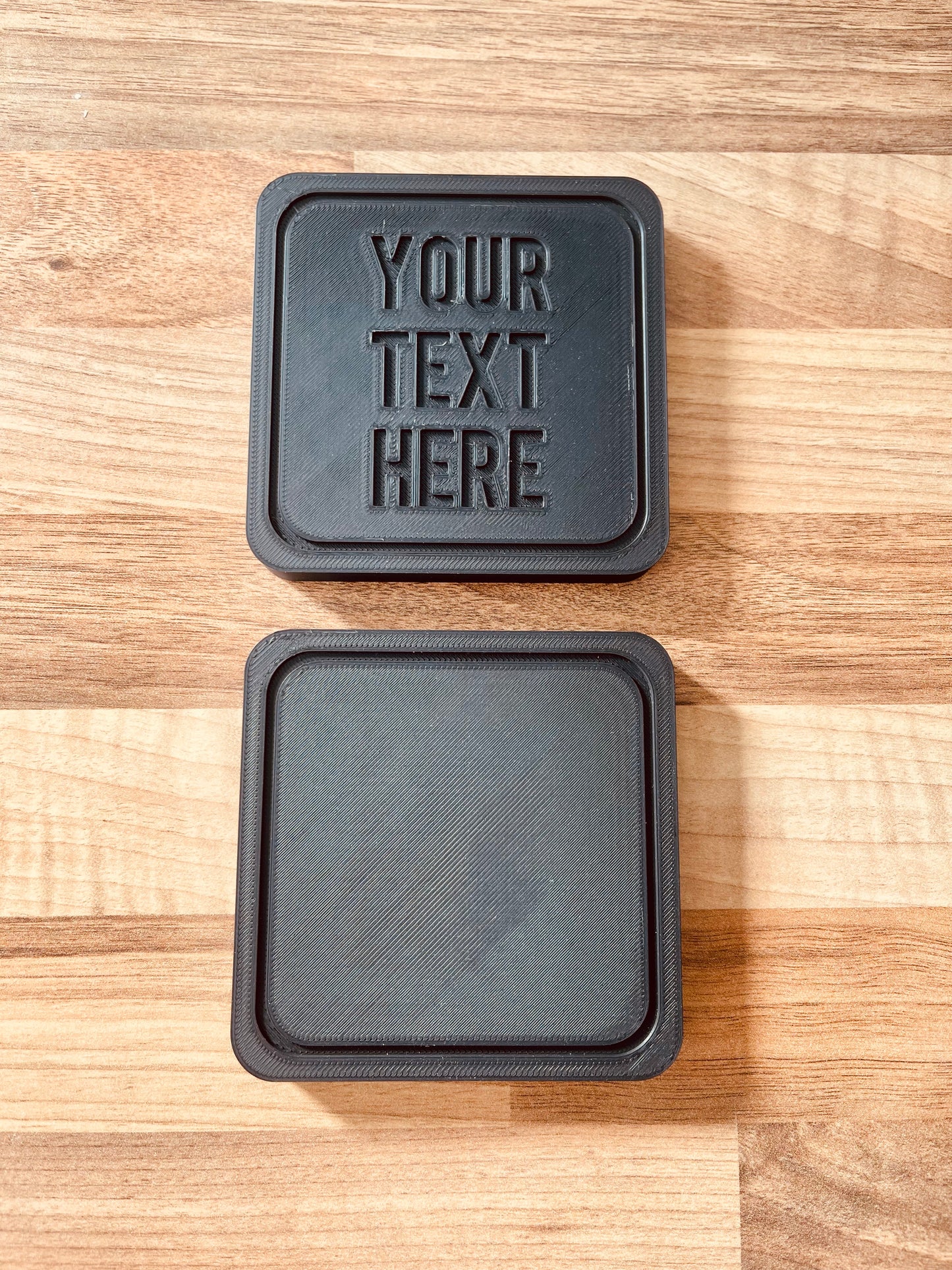 Personalised 3D Printed Coaster Set – Custom Text, Square Drinks Coasters, Modern Minimal Design, Gift for Home, Bar, or Office