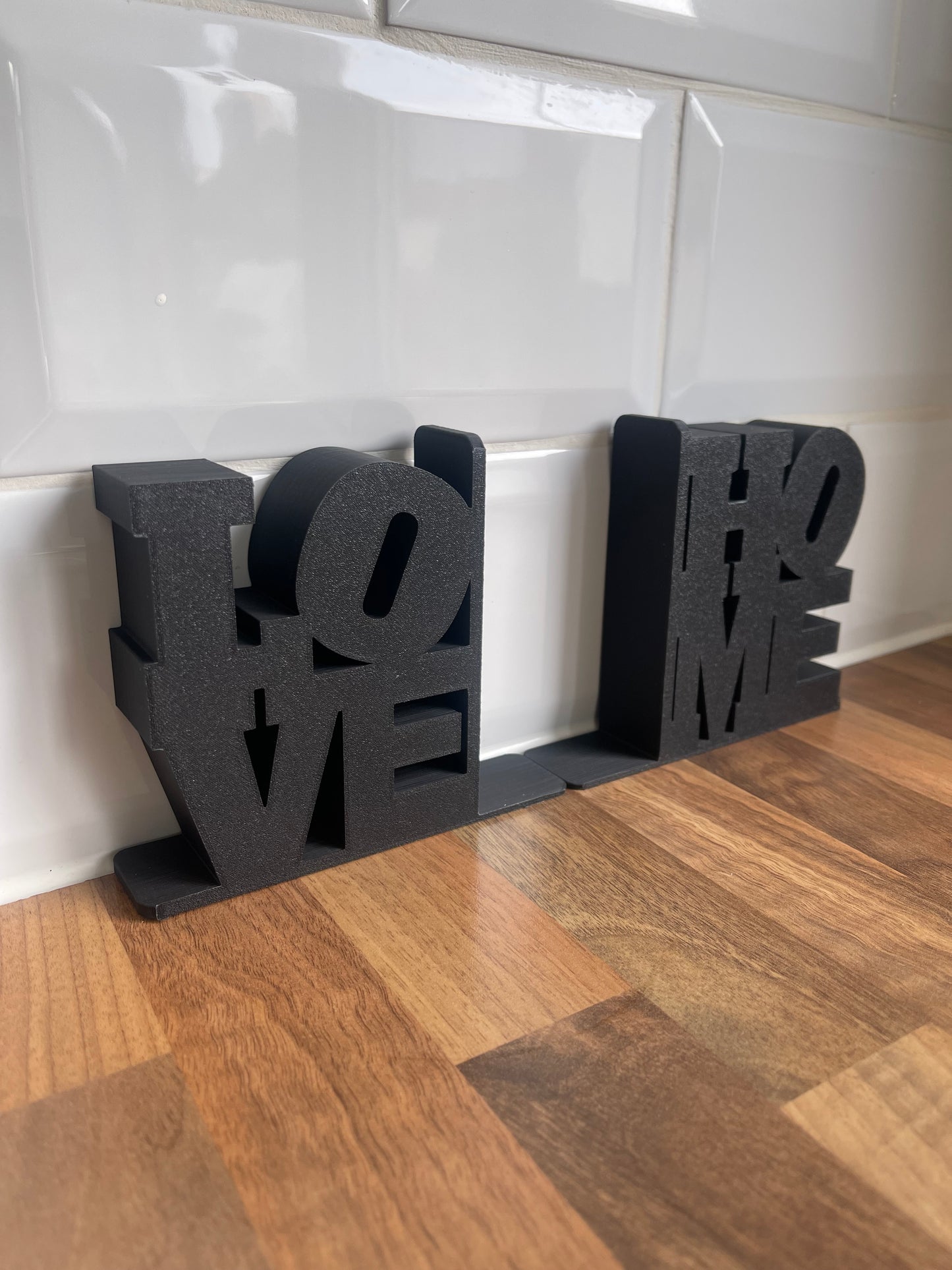 Thick Love Home Bookends With Slide Under Book Tab, Decorative 3Dprinted Bookstands sign, Neat Sturdy Book Support For Bookshelf, Home Gift