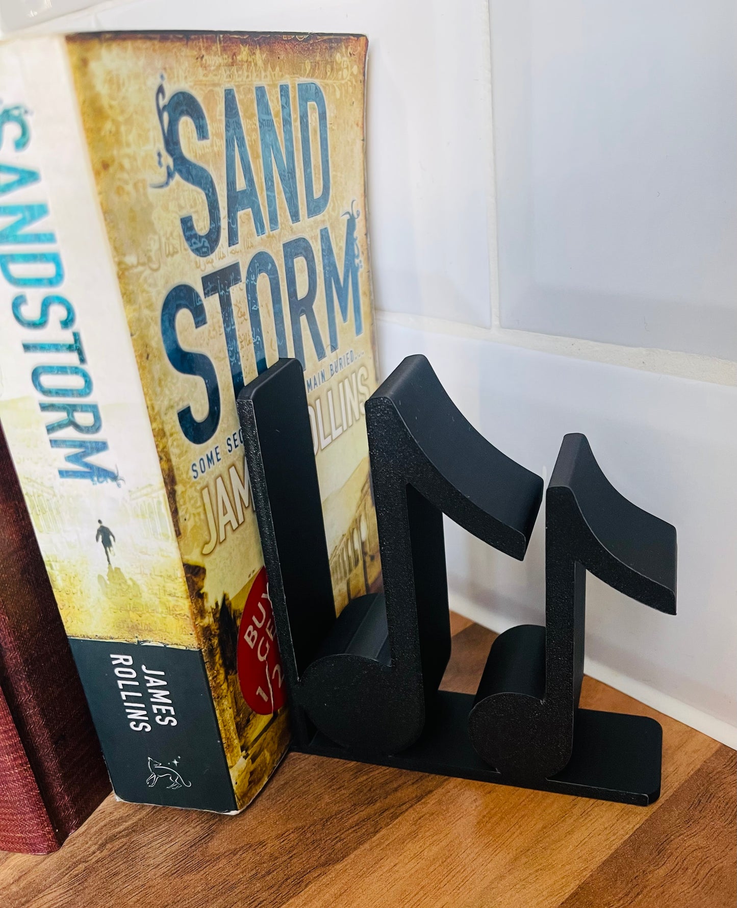 Thick Musical Notes Bookends With Slide Under Book Tab, 3D Printed Piano Notes Bookstand For His/Hers Music Room, Musical Books Shelf Gift