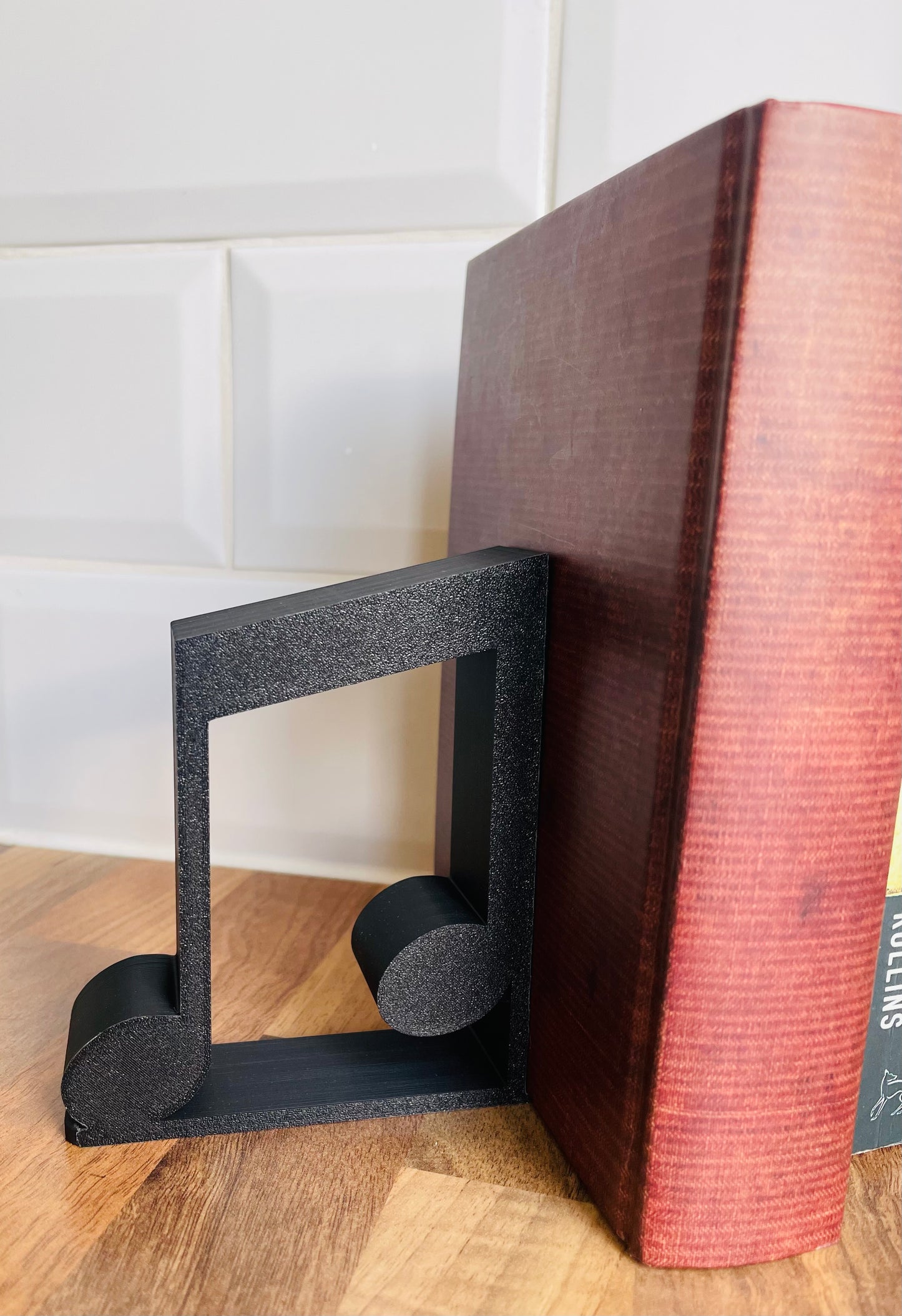 Thick Musical Notes Bookends With Slide Under Book Tab, 3D Printed Piano Notes Bookstand For His/Hers Music Room, Musical Books Shelf Gift
