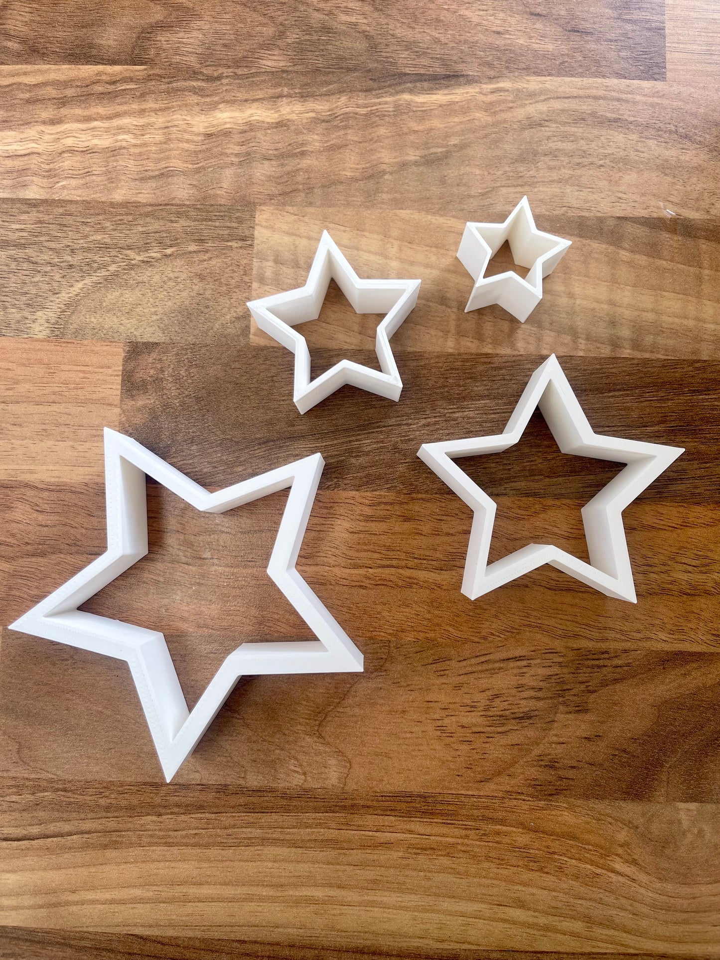 White Star Ornament Set – 3D Printed Christmas Decorations for Mantel or Shelf
