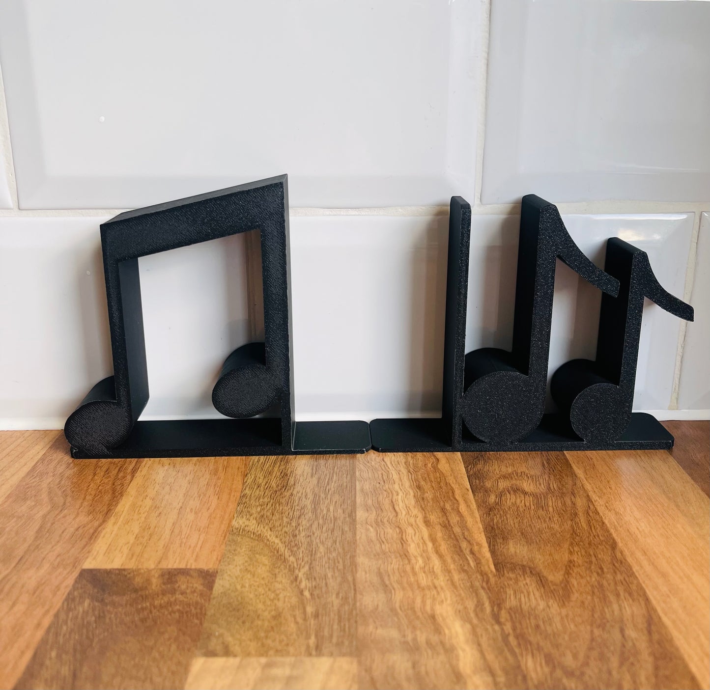 Thick Musical Notes Bookends With Slide Under Book Tab, 3D Printed Piano Notes Bookstand For His/Hers Music Room, Musical Books Shelf Gift