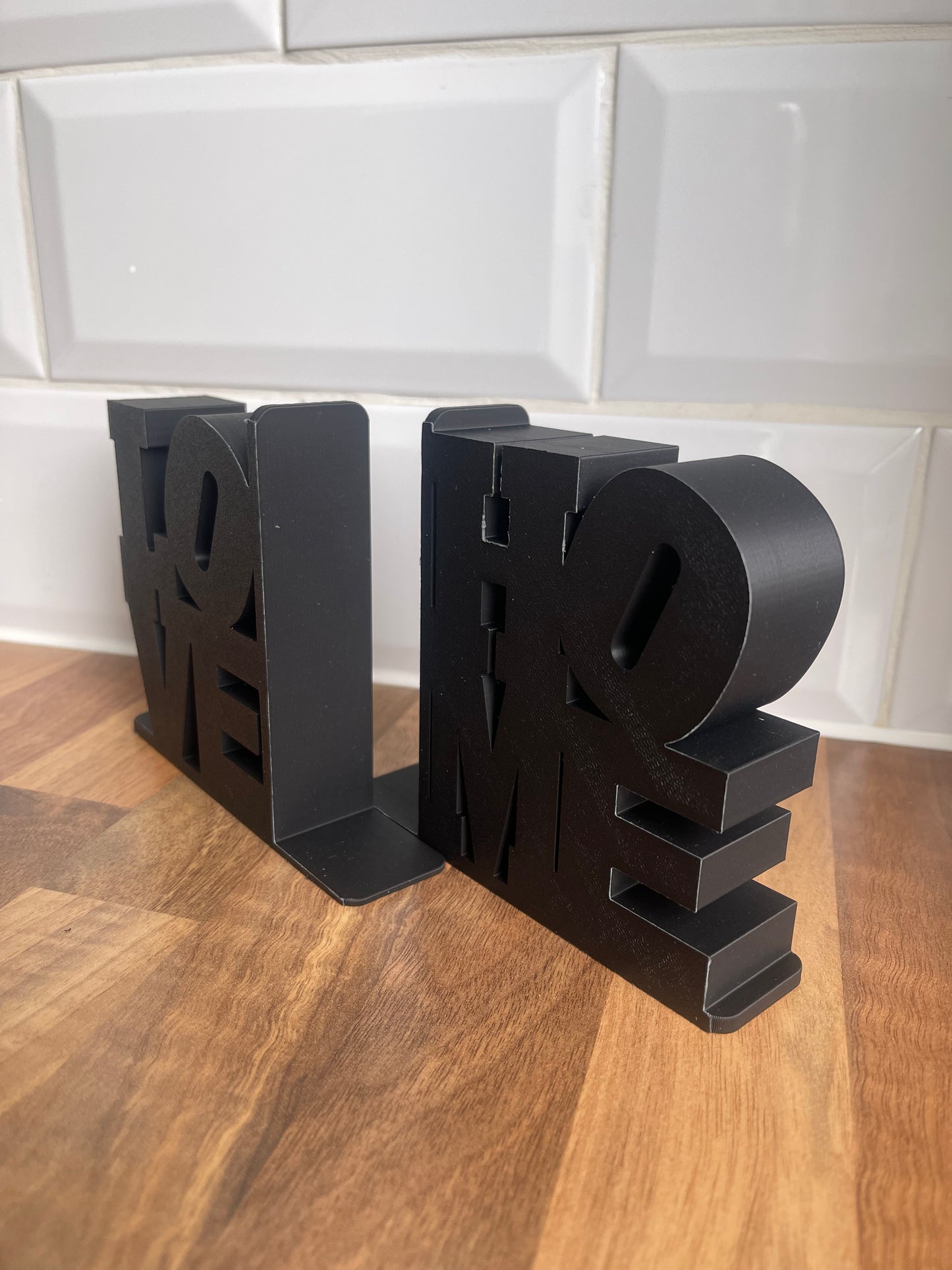 Thick Love Home Bookends With Slide Under Book Tab, Decorative 3Dprinted Bookstands sign, Neat Sturdy Book Support For Bookshelf, Home Gift
