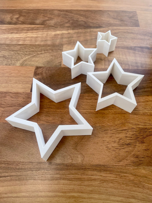 White Star Ornament Set – 3D Printed Christmas Decorations for Mantel or Shelf