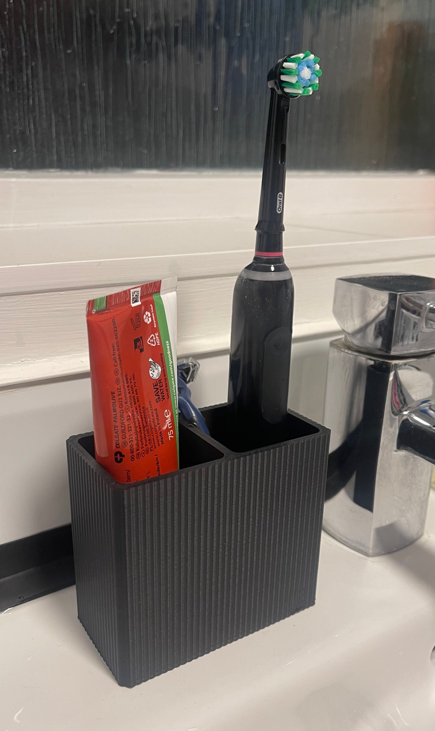 Unique Toothbrush Organizer for Modern Bathroom Design - Toothbrush Storage Solution | 3D Printed Holder | Decorative Sink | Toothpaste Storage