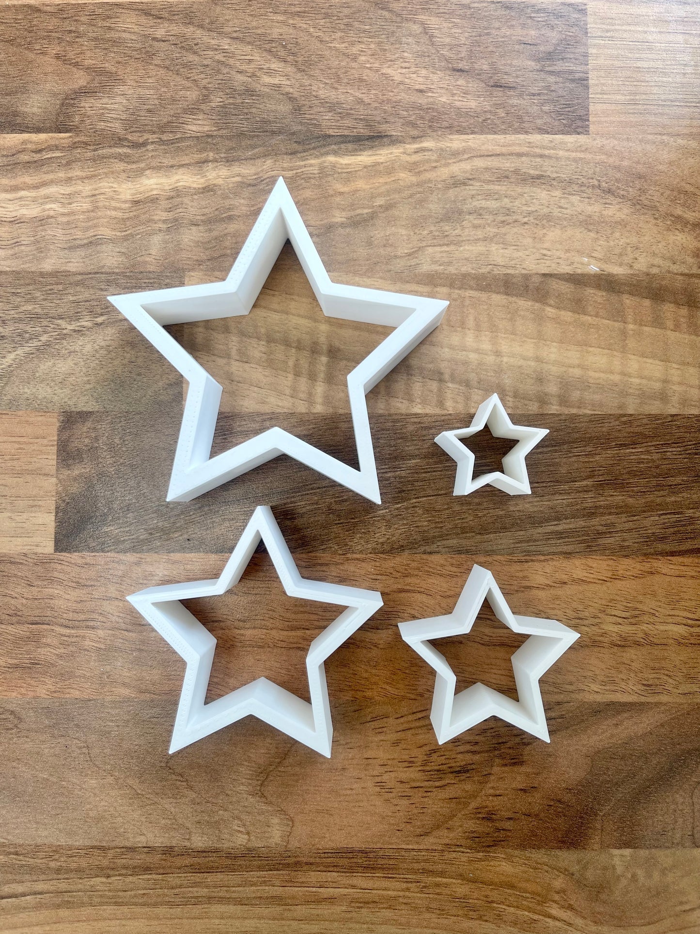 White Star Ornament Set – 3D Printed Christmas Decorations for Mantel or Shelf