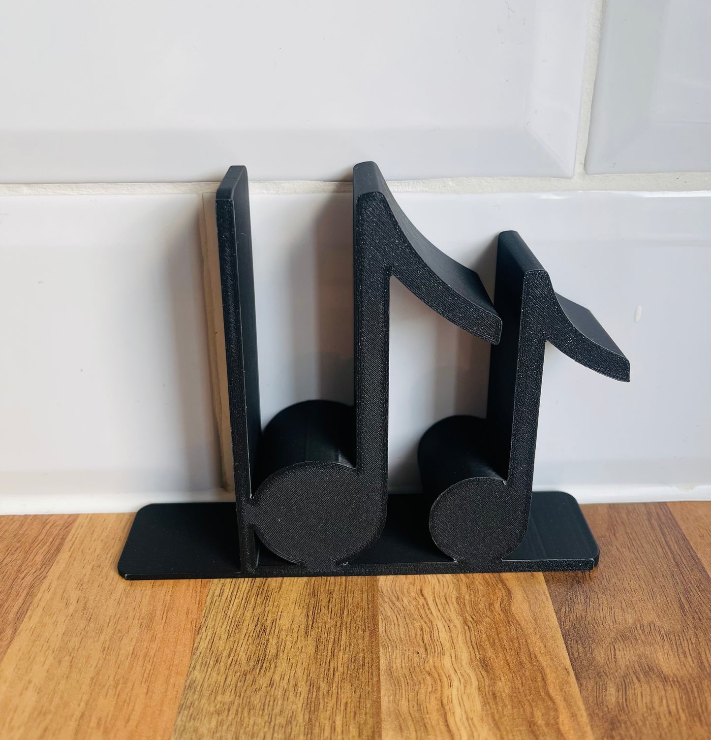 Thick Musical Notes Bookends With Slide Under Book Tab, 3D Printed Piano Notes Bookstand For His/Hers Music Room, Musical Books Shelf Gift