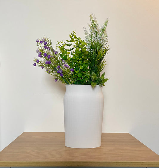 Contemporary 3D Printed Vase – Sleek Modern Design for Faux Flowers – Decorative Minimalist Home & Desk Ornament – Flared Lip Scandi Vase