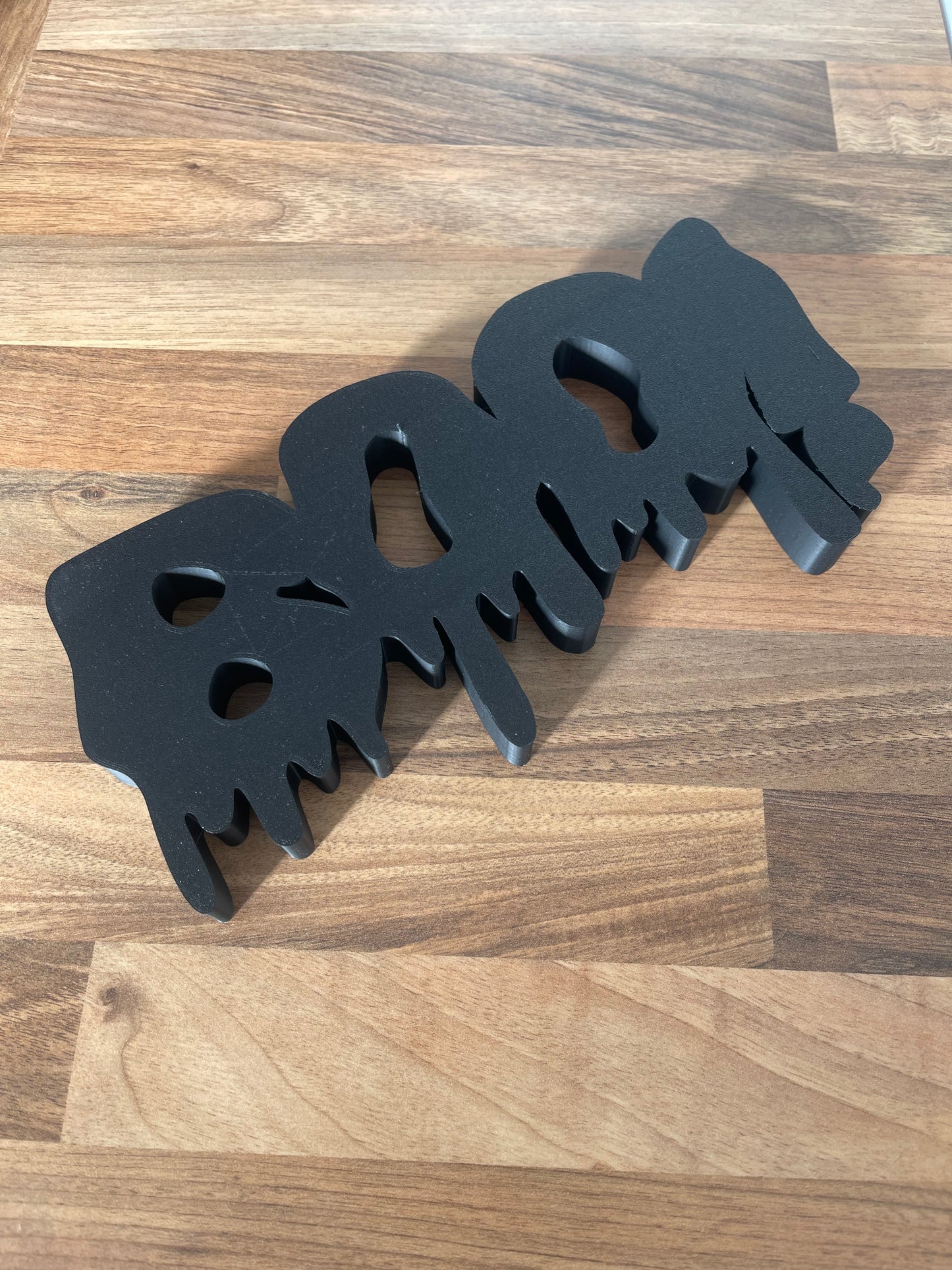 Spooky BOO Sign – Halloween Home Decor, 3D Printed Dripping Letters Ornament, Spooky Party Prop, Scary Text Stand, Kids Party Ornament
