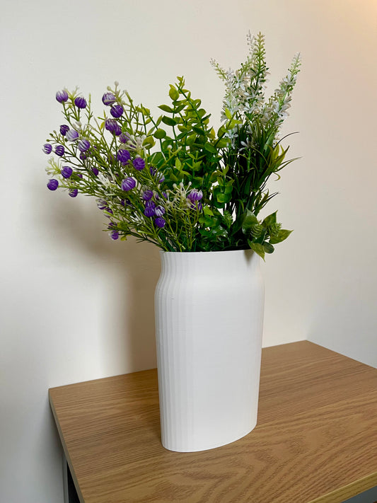 Contemporary 3D Printed Vase – Sleek Modern Design for Faux Flowers – Decorative Minimalist Home & Desk Ornament – Flared Lip Scandi Vase