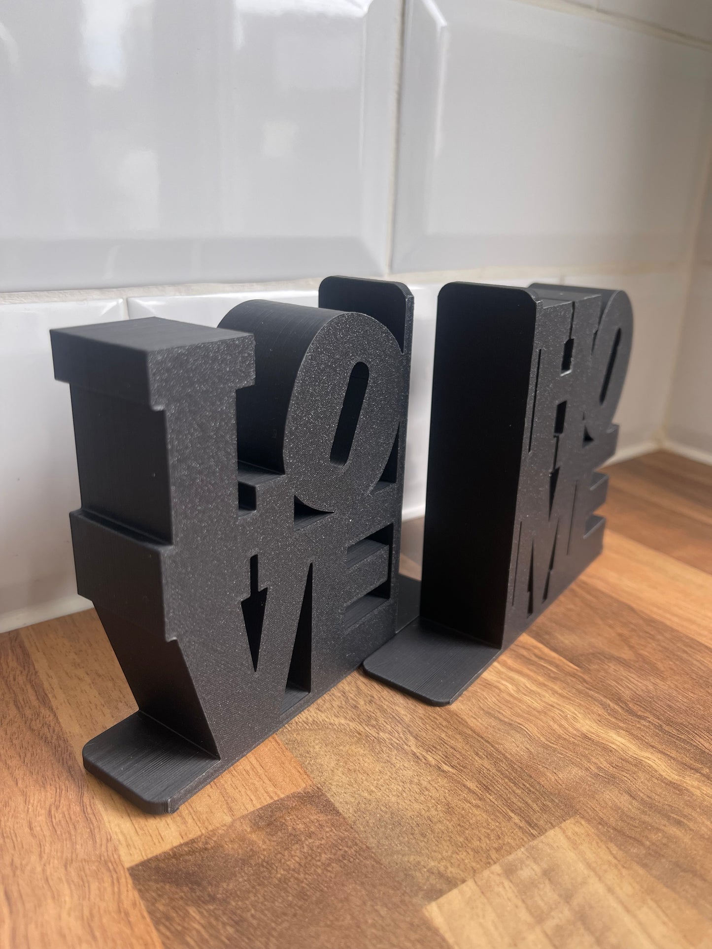 Thick Love Home Bookends With Slide Under Book Tab, Decorative 3Dprinted Bookstands sign, Neat Sturdy Book Support For Bookshelf, Home Gift