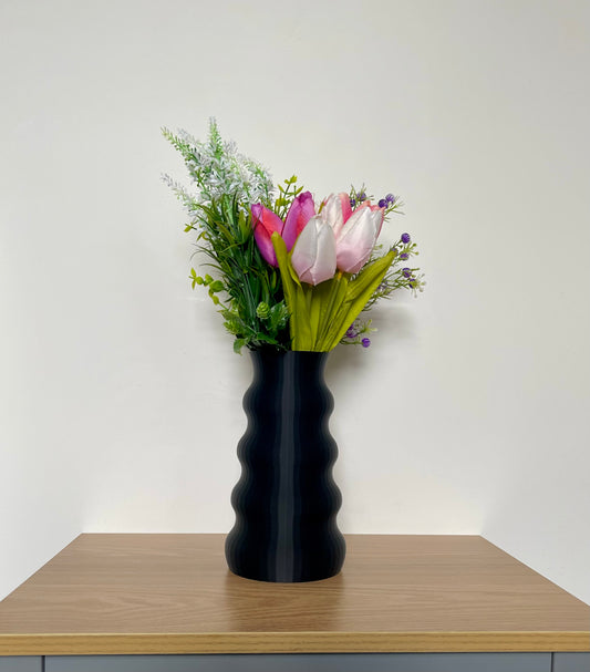 Modern 3DPrinted Vase – Minimalist Wavy Decorative Vase for Faux Flowers & Home Décor Accent, Rippled Vase Gift, Home Mantlepeice, Housewarm